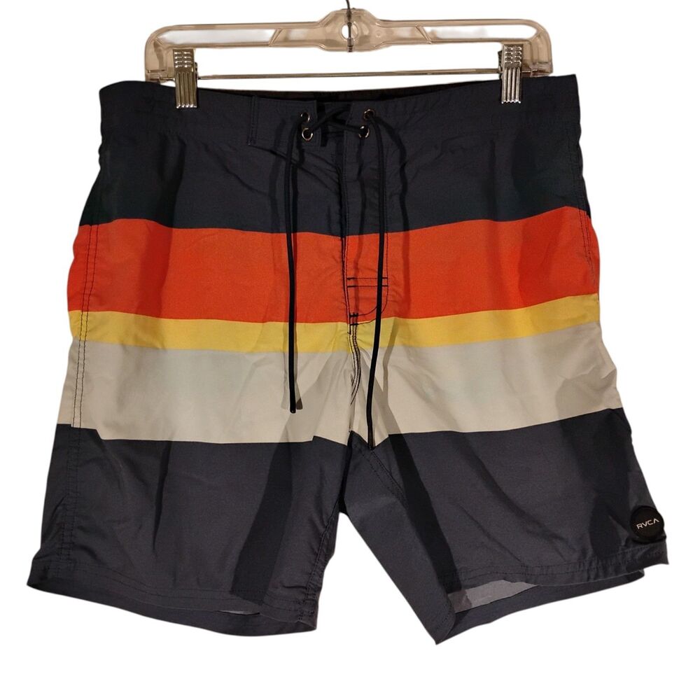 RVCA board shorts mens 32 striped nylon performance swim trunks surf skate